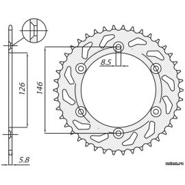 Звезда задняя ведомая SUZUKI RM125/250 87-08 RMZ250 07-24 RMZ450 05-24 RMX450 10-19 зубов 48 / SUNSTAR JTR808 123U-520-48