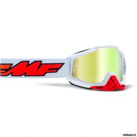 Маска кросс FMF Powerbomb Rocket White зеркально золотая линза / FMF