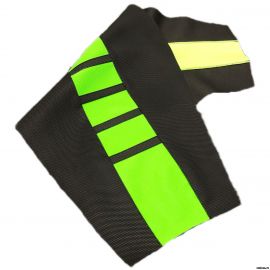 Перетяжка, обшивка, шкурка сиденья с ребрами KAWASAKI черно-зеленая