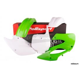 Комплект пластика KAWASAKI KX85 01-13 зелёно-белый / POLISPORT