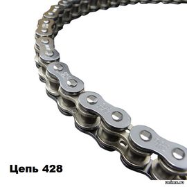 Цепь 428 DID 428NZ 124 звеньев, без сальников, под защёлку, цвет сталь / DID