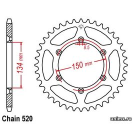 Звезда задняя ведомая KAWASAKI KX125/250 83-08 KX500 83-04 KX250F 04-25 KX450F 06-25 KLX450R 08-19 SUZUKI RMZ250 04-06 зубов 48 / MRP 1-3619-48 JTR460